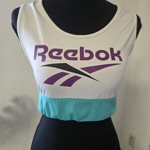 Reebok Women's White and Teal Crop Top
